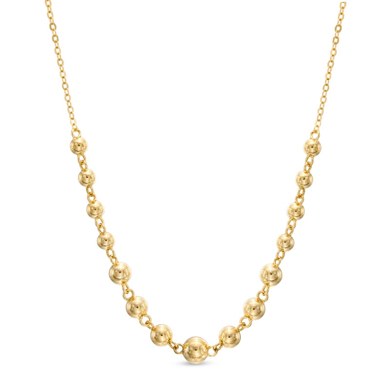 Main Image 1 of Graduated Ball Bead Necklace in 10K Gold - 17"