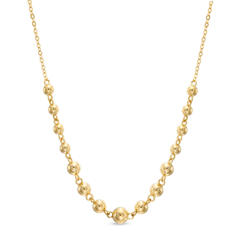 Graduated Ball Bead Necklace in 10K Gold - 17"