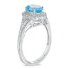 Thumbnail Image 2 of Oval Blue Topaz and Lab-Created White Sapphire Vintage-Style Ring in Sterling Silver
