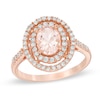 Thumbnail Image 0 of Oval Morganite and 1/2 CT. T.W. Diamond Double Frame Ring in 14K Rose Gold