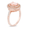 Thumbnail Image 1 of Oval Morganite and 1/2 CT. T.W. Diamond Double Frame Ring in 14K Rose Gold