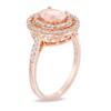 Thumbnail Image 2 of Oval Morganite and 1/2 CT. T.W. Diamond Double Frame Ring in 14K Rose Gold
