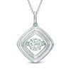 Thumbnail Image 1 of Lab-Created White Sapphire Tilted Square Pendant in Sterling Silver