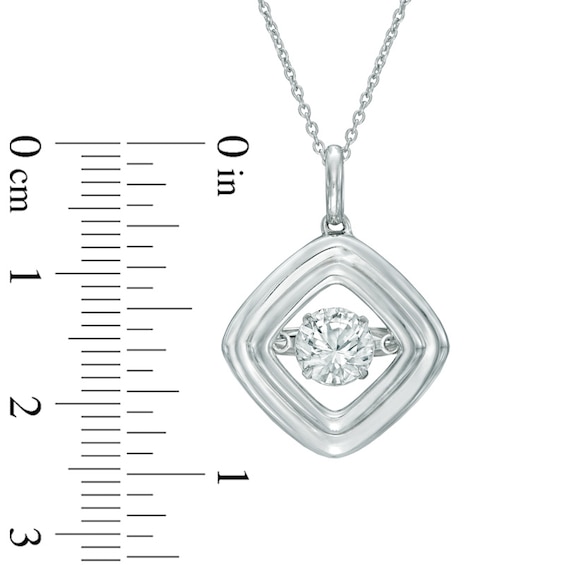 Lab-Created White Sapphire Tilted Square Pendant in Sterling Silver
