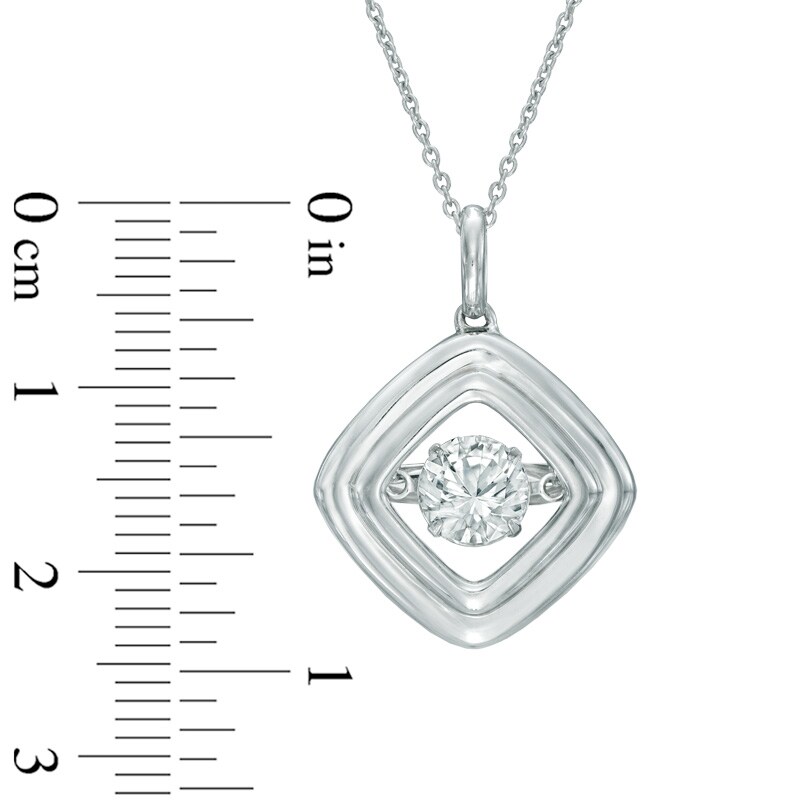 Main Image 2 of Lab-Created White Sapphire Tilted Square Pendant in Sterling Silver