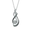 Thumbnail Image 0 of Enhanced Black and White Diamond Accent Cluster Infinity Pendant in Sterling Silver