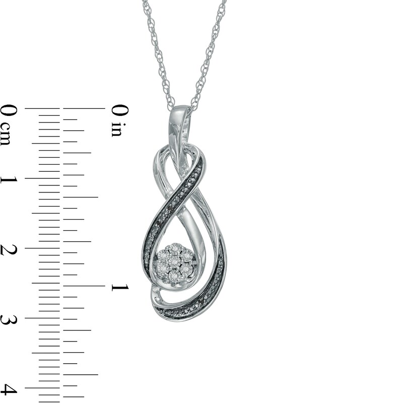 Enhanced Black and White Diamond Accent Cluster Infinity Pendant in Sterling Silver