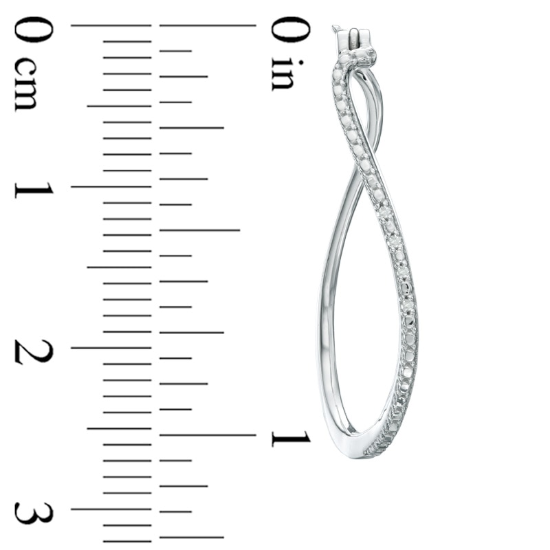 Main Image 2 of Diamond Accent Curved Hoop Earrings in Sterling Silver