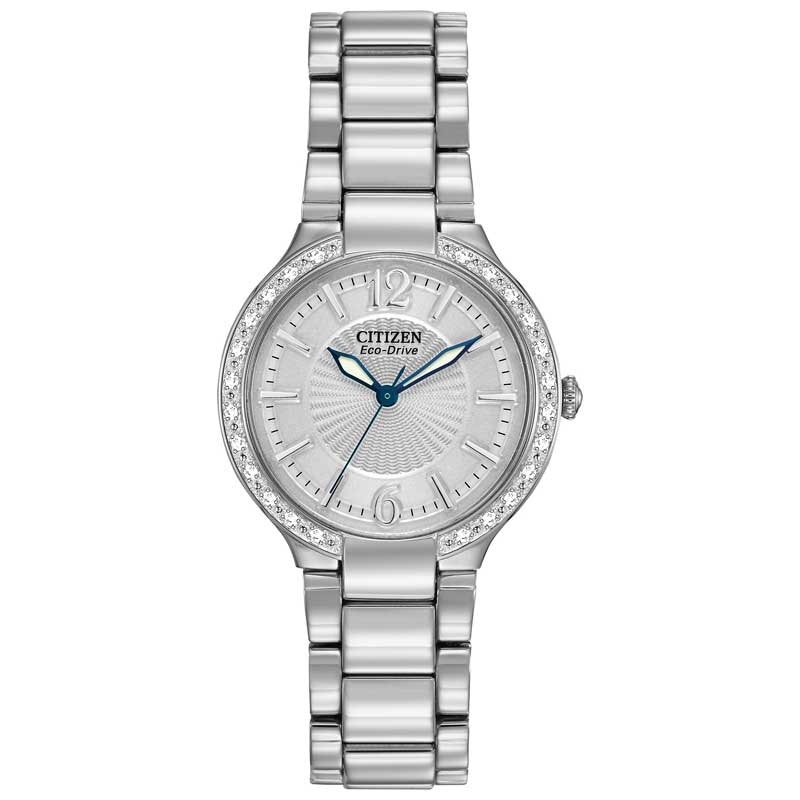 Main Image 1 of Ladies' Citizen Eco-Drive® Firenza Diamond Accent Watch with Silver Dial (Model: EP5970-57A)