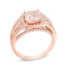 Thumbnail Image 2 of 7.0mm Cushion-Cut Morganite and 1/2 CT. T.W. Diamond Frame Engagement Ring in 14K Rose Gold