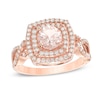 Thumbnail Image 0 of 6.0mm Morganite and 3/8 CT. T.W. Diamond Double Frame Ring in 14K Rose Gold