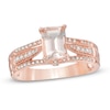 Thumbnail Image 1 of Emerald-Cut Morganite and 1/5 CT. T.W. Diamond Engagement Ring in 14K Rose Gold