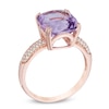 Thumbnail Image 2 of 10.0mm Cushion-Cut Rose de France Amethyst and White Topaz Ring in 10K Rose Gold