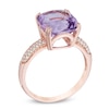 Thumbnail Image 1 of 10.0mm Cushion-Cut Rose de France Amethyst and White Topaz Ring in 10K Rose Gold