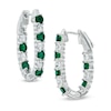Thumbnail Image 0 of Lab-Created Emerald and White Sapphire Inside-Out Hoop Earrings in Sterling Silver