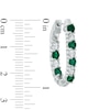 Thumbnail Image 2 of Lab-Created Emerald and White Sapphire Inside-Out Hoop Earrings in Sterling Silver