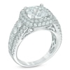 Thumbnail Image 1 of 8.0mm Cushion-Cut Lab-Created White Sapphire Frame Ring in Sterling Silver