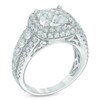 Thumbnail Image 2 of 8.0mm Cushion-Cut Lab-Created White Sapphire Frame Ring in Sterling Silver