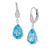 Thumbnail Image 0 of Pear-Shaped Swiss Blue Topaz and White Topaz Drop Earrings in Sterling Silver