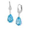 Thumbnail Image 1 of Pear-Shaped Swiss Blue Topaz and White Topaz Drop Earrings in Sterling Silver