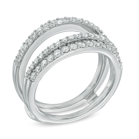 1 CT. T.w. Certified Diamond Double Row Solitaire Enhancer in 14K White Gold (I/I1)