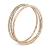 Thumbnail Image 2 of Textured Three Row Ring in 14K Tri-Tone Gold - Size 8