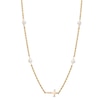 Thumbnail Image 1 of 5.0mm Simulated Pearl and Sideways Cross Necklace in 10K Gold