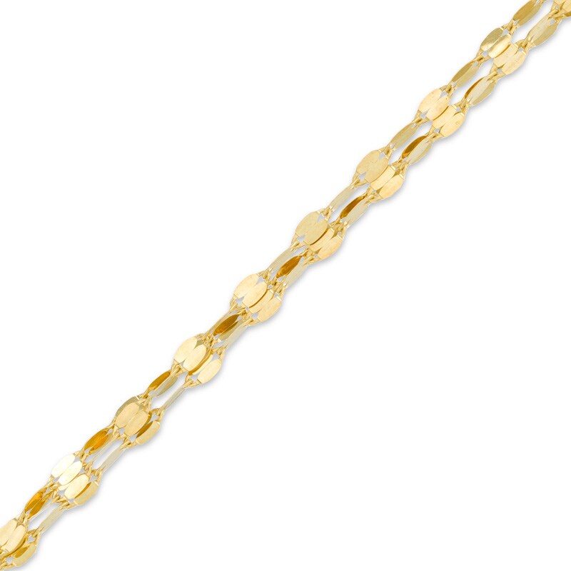 Triple Strand Polished Oval Link Bracelet in 14K Gold - 7.5"