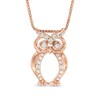 Thumbnail Image 1 of Lab-Created White Sapphire Owl Pendant in Sterling Silver with 14K Rose Gold Plate