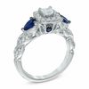 Thumbnail Image 2 of Vera Wang Love Collection 5/8 CT. T.W. Diamond and Pear-Shaped Blue Sapphire Engagement Ring in 14K White Gold