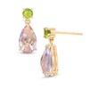 Thumbnail Image 1 of Pear-Shaped Rose de France Amethyst and Peridot Drop Earrings in Sterling Silver with 14K Gold Plate