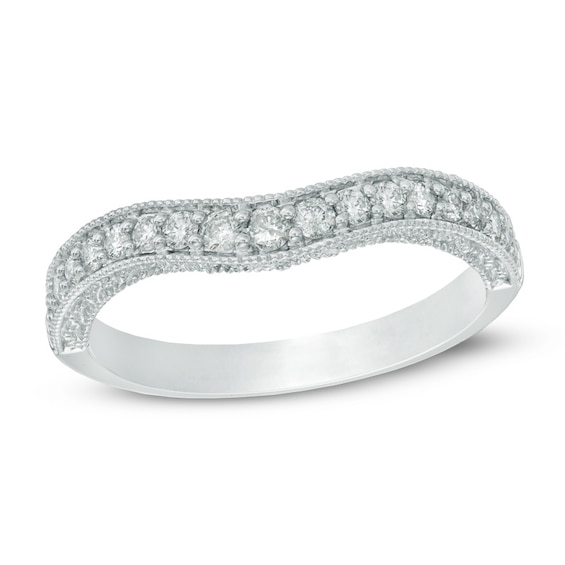1/3 CT. T.w. Diamond Contour Vintage-Style Anniversary Band in 14K White Gold