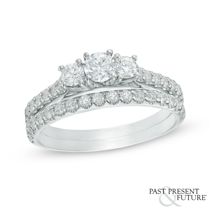 Main Image 1 of 1 CT. T.W. Diamond Past Present Future® Bridal Set in 14K White Gold