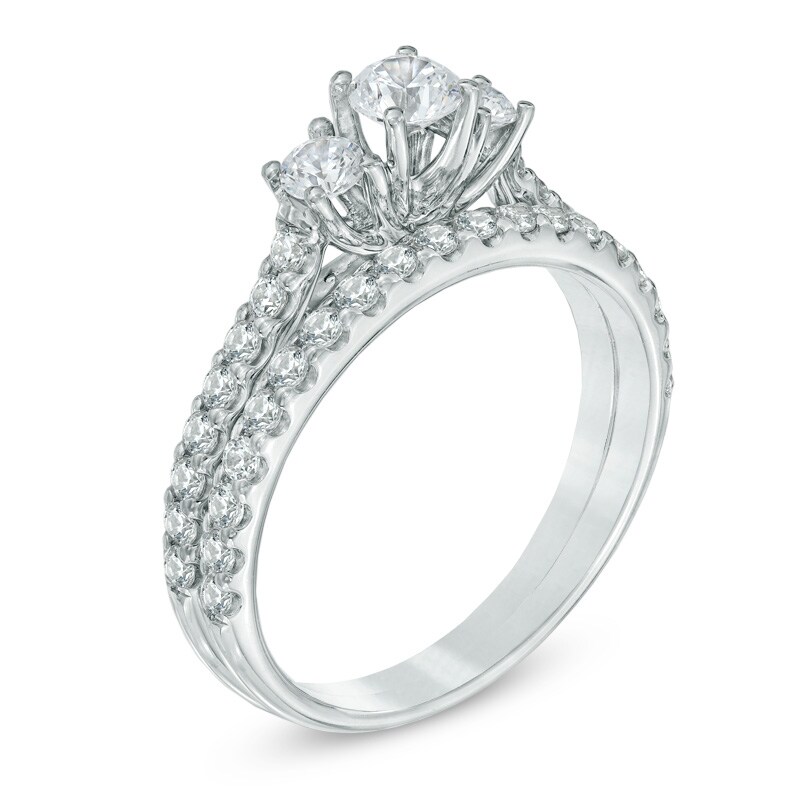 Main Image 2 of 1 CT. T.W. Diamond Past Present Future® Bridal Set in 14K White Gold