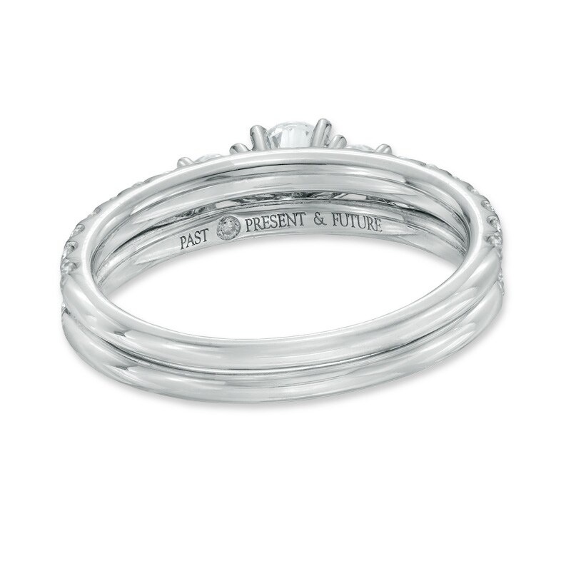 Main Image 3 of 1 CT. T.W. Diamond Past Present Future® Bridal Set in 14K White Gold
