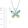 Thumbnail Image 1 of Marquise-Cut Swiss Blue Topaz and Pear-Shaped Peridot Butterfly Pendant in Sterling Silver