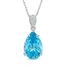 Thumbnail Image 1 of Pear-Shaped Swiss Blue and White Topaz Pendant in Sterling Silver