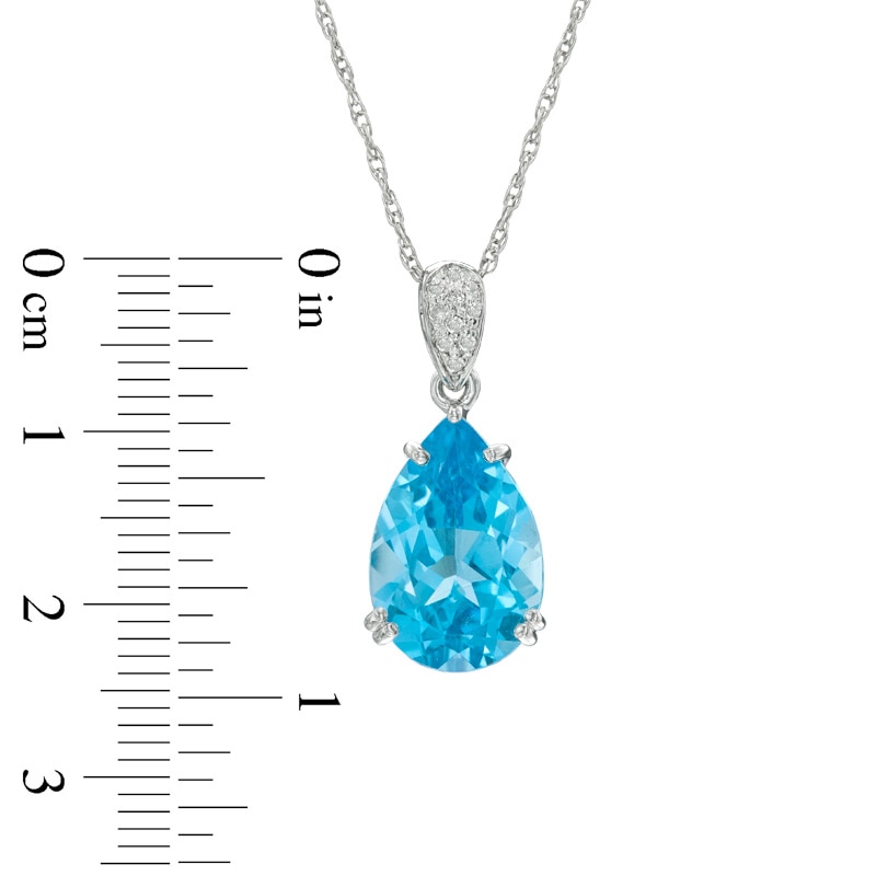 Main Image 2 of Pear-Shaped Swiss Blue and White Topaz Pendant in Sterling Silver