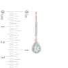 Thumbnail Image 2 of Pear-Shaped Aquamarine and 1/6 CT. T.W. Diamond Drop Earrings in 10K Rose Gold