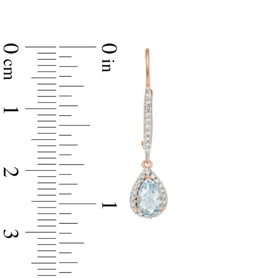 Pear-Shaped Aquamarine and 1/6 CT. T.w. Diamond Drop Earrings in 10K Rose Gold