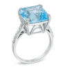 Thumbnail Image 2 of 12.0mm Octagonal Sky Blue and White Topaz Ring in Sterling Silver