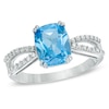 Thumbnail Image 0 of Cushion-Cut Swiss Blue and White Topaz Ring in Sterling Silver