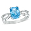 Thumbnail Image 1 of Cushion-Cut Swiss Blue and White Topaz Ring in Sterling Silver