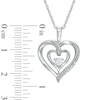 Thumbnail Image 2 of 3.5mm Lab-Created White Sapphire and Diamond Accent Double Heart with "MOM" Pendant in Sterling Silver