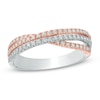 Thumbnail Image 1 of 1/3 CT. T.W. Diamond Double Row Crossover Anniversary Band in 10K Two-Tone Gold