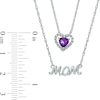 Thumbnail Image 1 of 5.0mm Heart-Shaped Amethyst and Diamond Accent "MOM" Double Strand Necklace in Sterling Silver