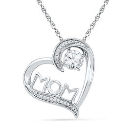 Mom Jewelry Zales 5 0mm Lab Created White Shire And Diamond Accent Mom Tilted Heart
