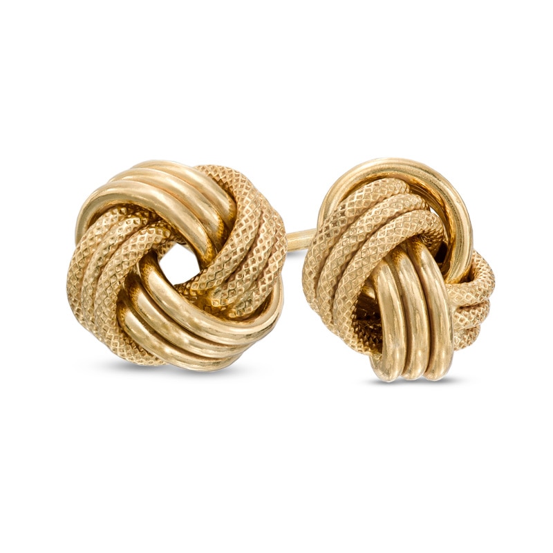 Main Image 1 of Small Love Knot Stud Earrings in 10K Gold