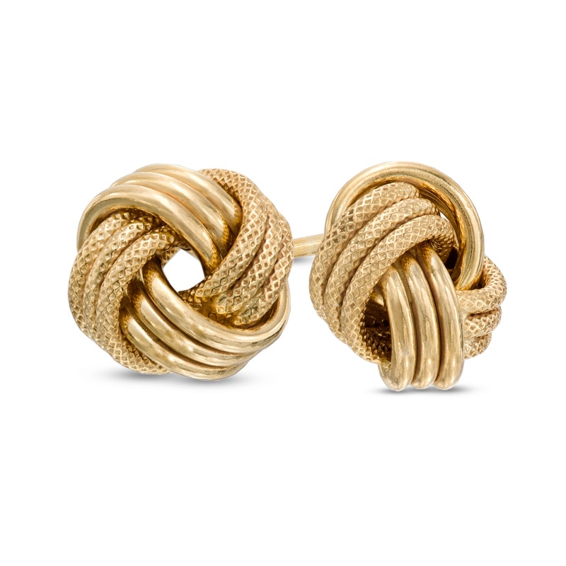 Small Love Knot Stud Earrings in 10K Gold