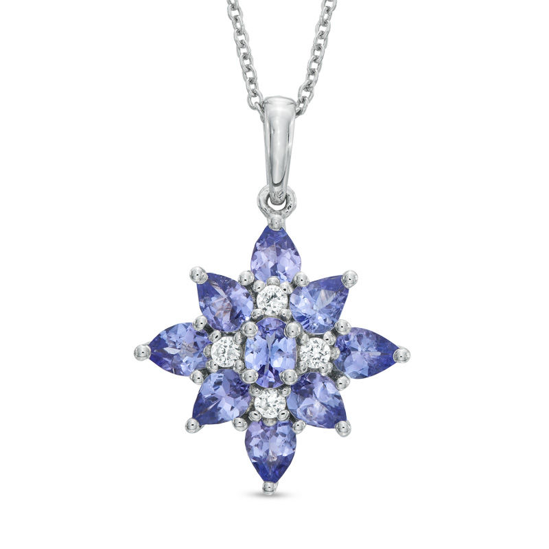 Tanzanite and Diamond Accent Pendant in 10K White Gold